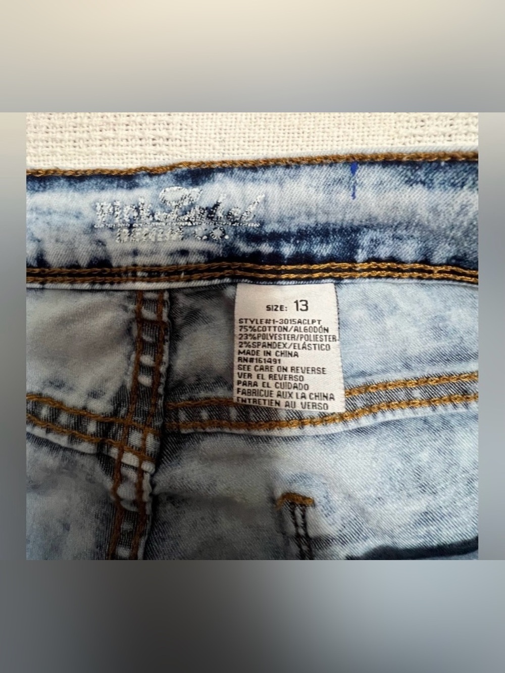 Light Blue Skinny Jeans with Fringe Side Trim - Picture 7 of 8